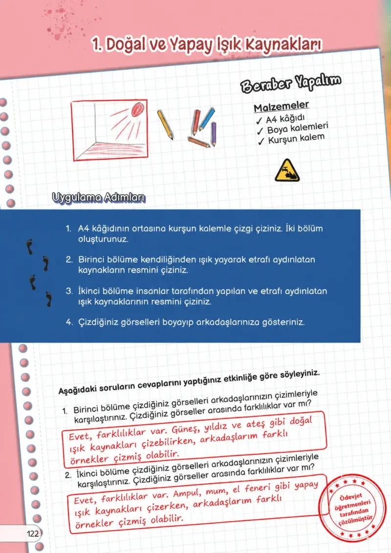 3. Sınıf Fen Bilimleri Ders Kitabı Cevapları Meb Yayınları Sayfa 122 Çözüm Görseli
