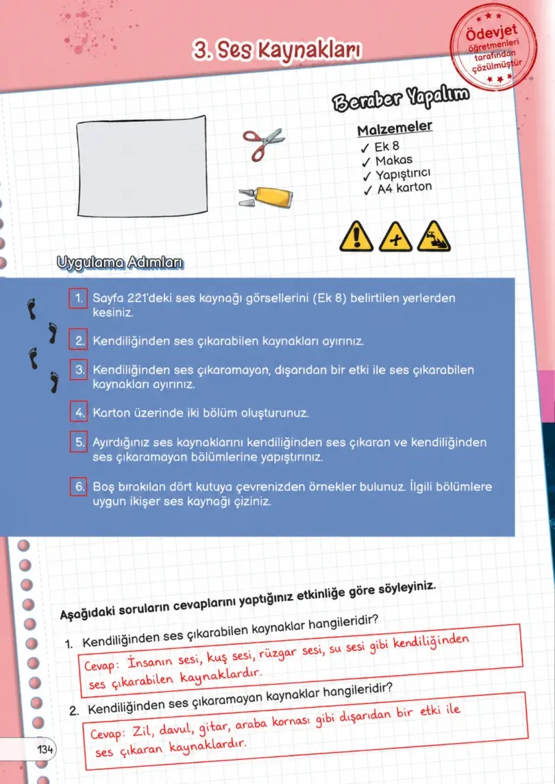 3. Sınıf Fen Bilimleri Ders Kitabı Cevapları Meb Yayınları Sayfa 134 Çözüm Görseli