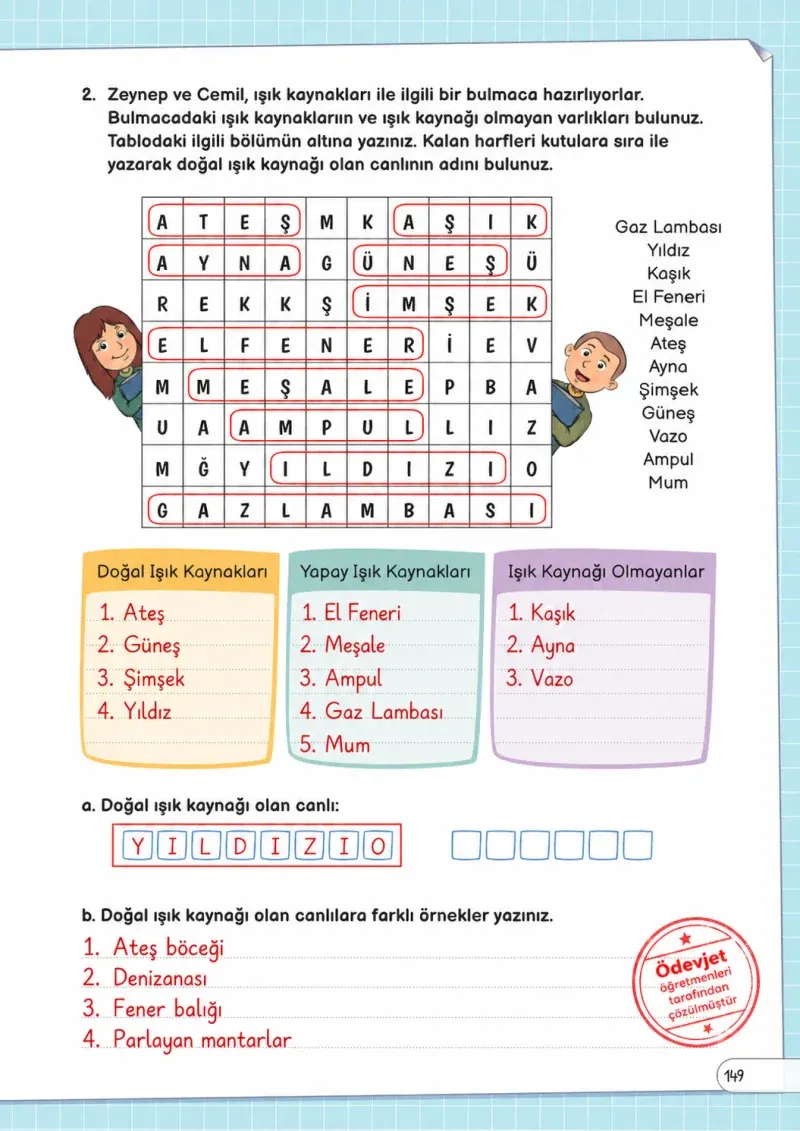 3. Sınıf Fen Bilimleri Ders Kitabı Cevapları Meb Yayınları Sayfa 149 Çözüm Görseli