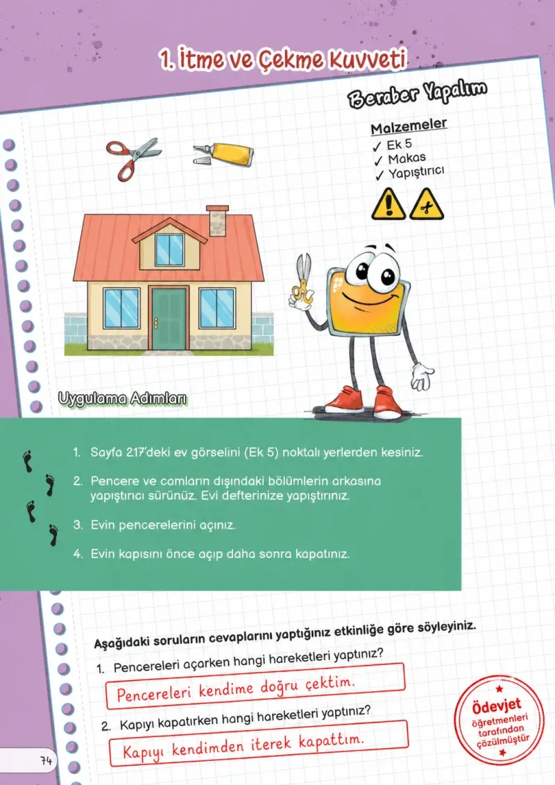 3. Sınıf Fen Bilimleri Ders Kitabı Cevapları Meb Yayınları Sayfa 74 Çözüm Görseli