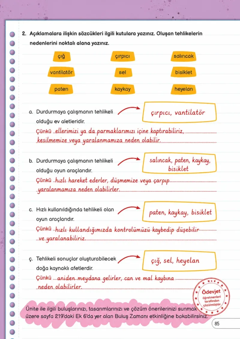 3. Sınıf Fen Bilimleri Ders Kitabı Cevapları Meb Yayınları Sayfa 85 Çözüm Görseli