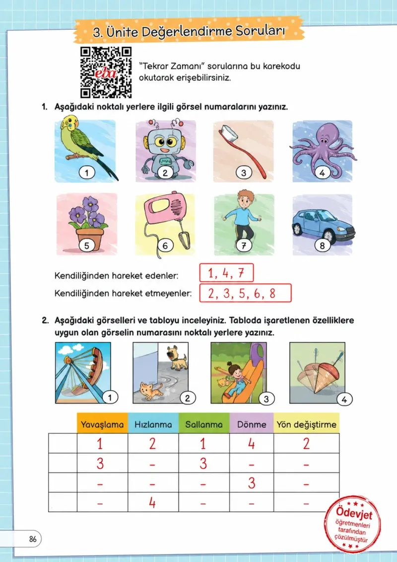 3. Sınıf Fen Bilimleri Ders Kitabı Cevapları Meb Yayınları Sayfa 86 Çözüm Görseli