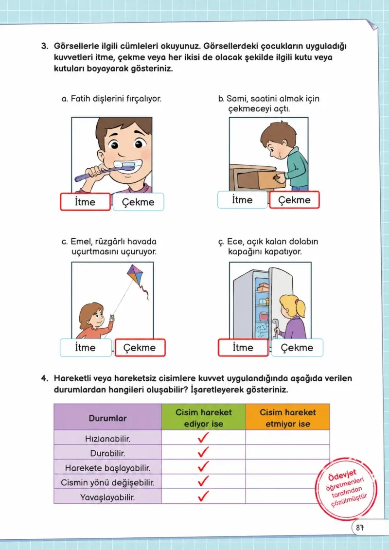3. Sınıf Fen Bilimleri Ders Kitabı Cevapları Meb Yayınları Sayfa 87 Çözüm Görseli