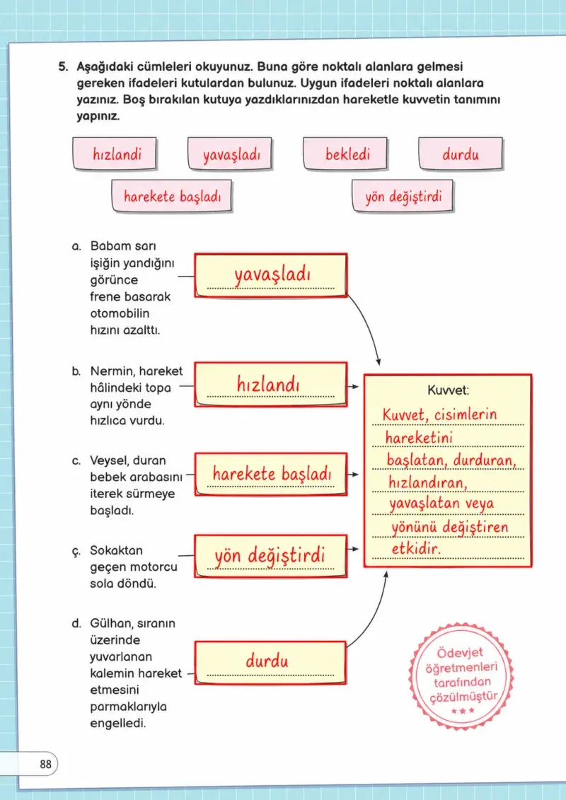 3. Sınıf Fen Bilimleri Ders Kitabı Cevapları Meb Yayınları Sayfa 88 Çözüm Görseli