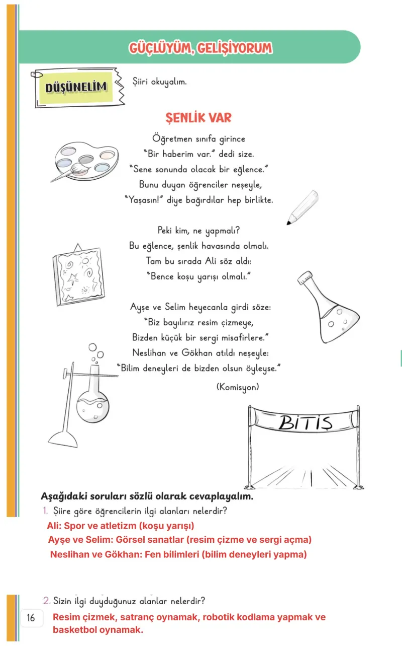 3. Sınıf Hayat Bilgisi Ders Kitabı Cevapları Meb Yayınları 1. Kitap Sayfa 16 Çözüm Görseli