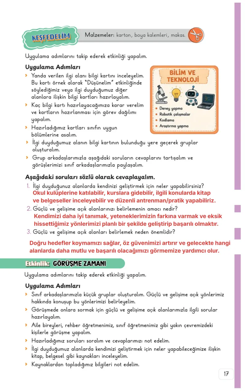 3. Sınıf Hayat Bilgisi Ders Kitabı Cevapları Meb Yayınları 1. Kitap Sayfa 17 Çözüm Görseli