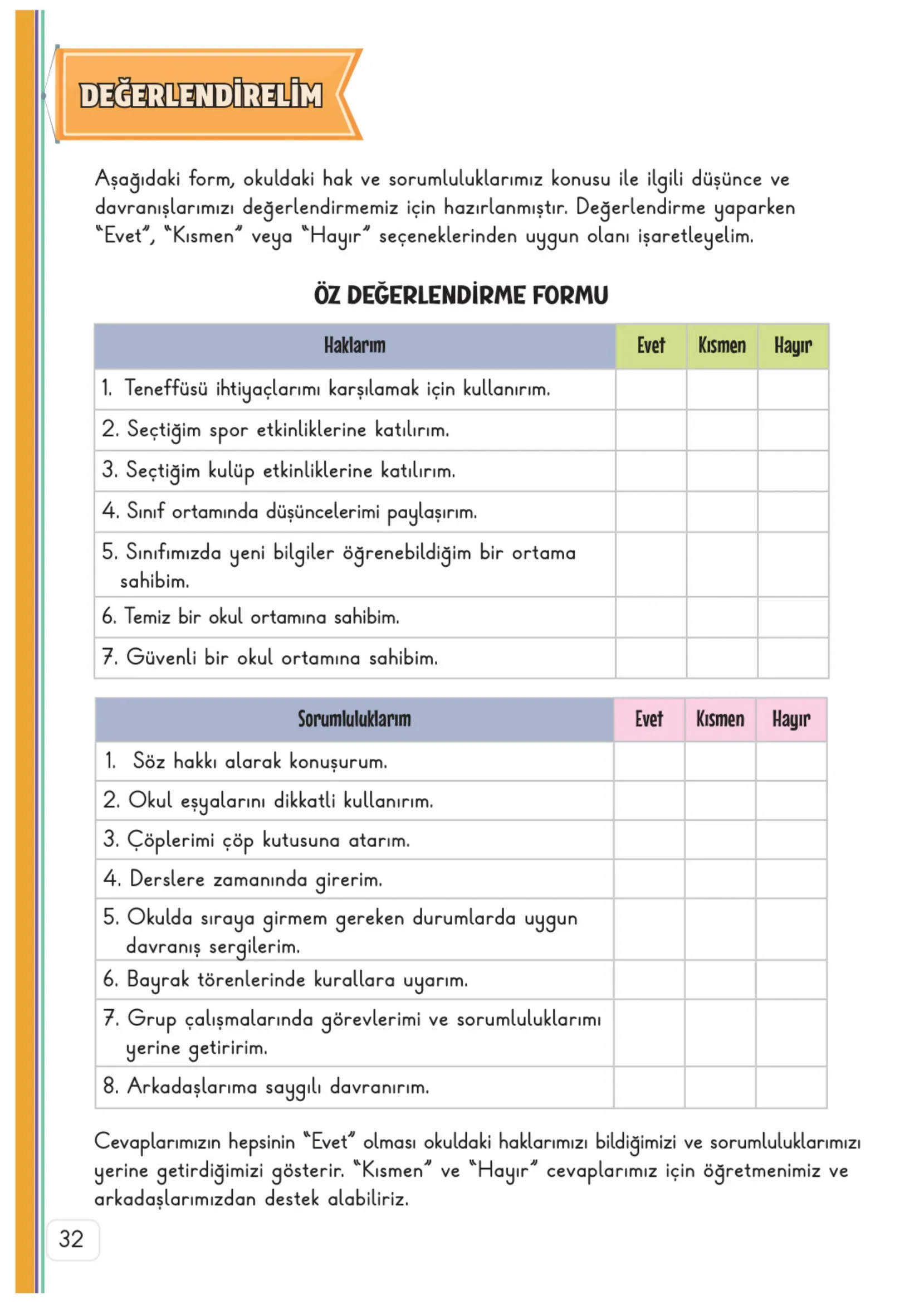3. Sınıf Hayat Bilgisi Ders Kitabı Cevapları Meb Yayınları 1. Kitap Sayfa 32
