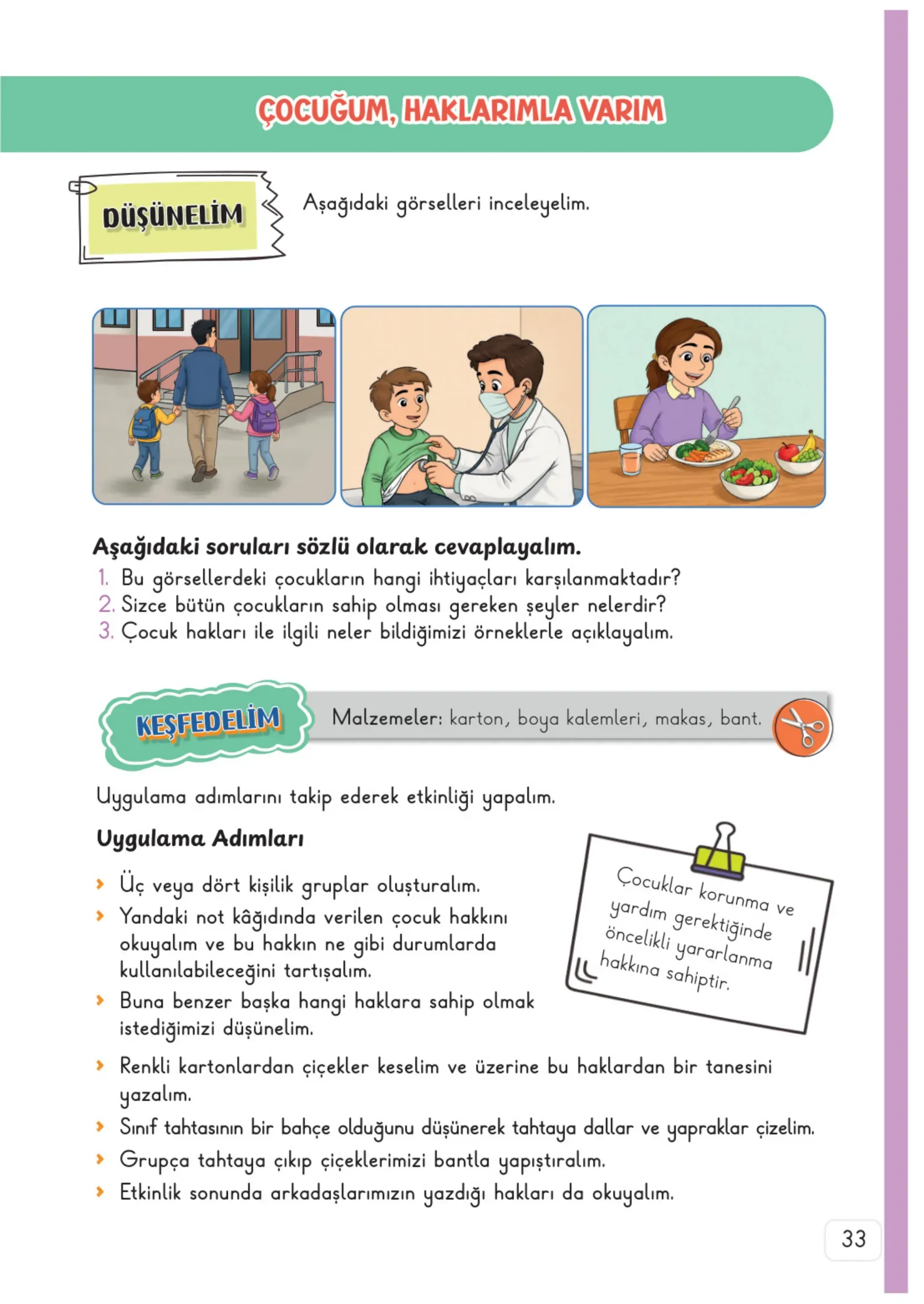 3. Sınıf Hayat Bilgisi Ders Kitabı Cevapları Meb Yayınları 1. Kitap Sayfa 33