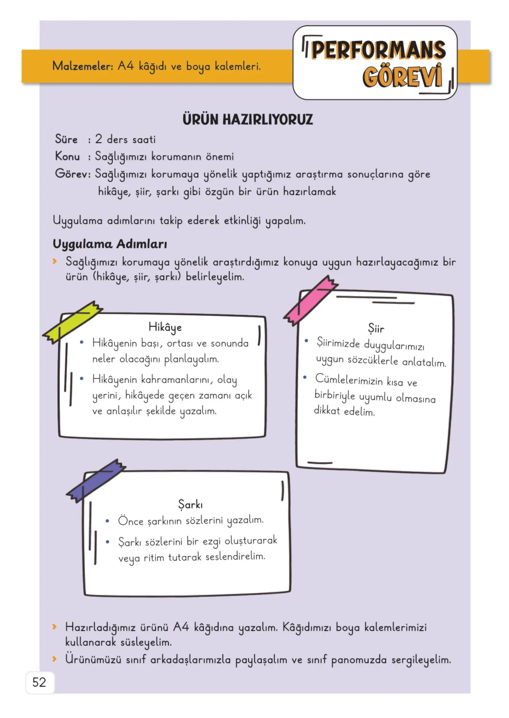 3. Sınıf Hayat Bilgisi Ders Kitabı Cevapları Meb Yayınları 1. Kitap Sayfa 52