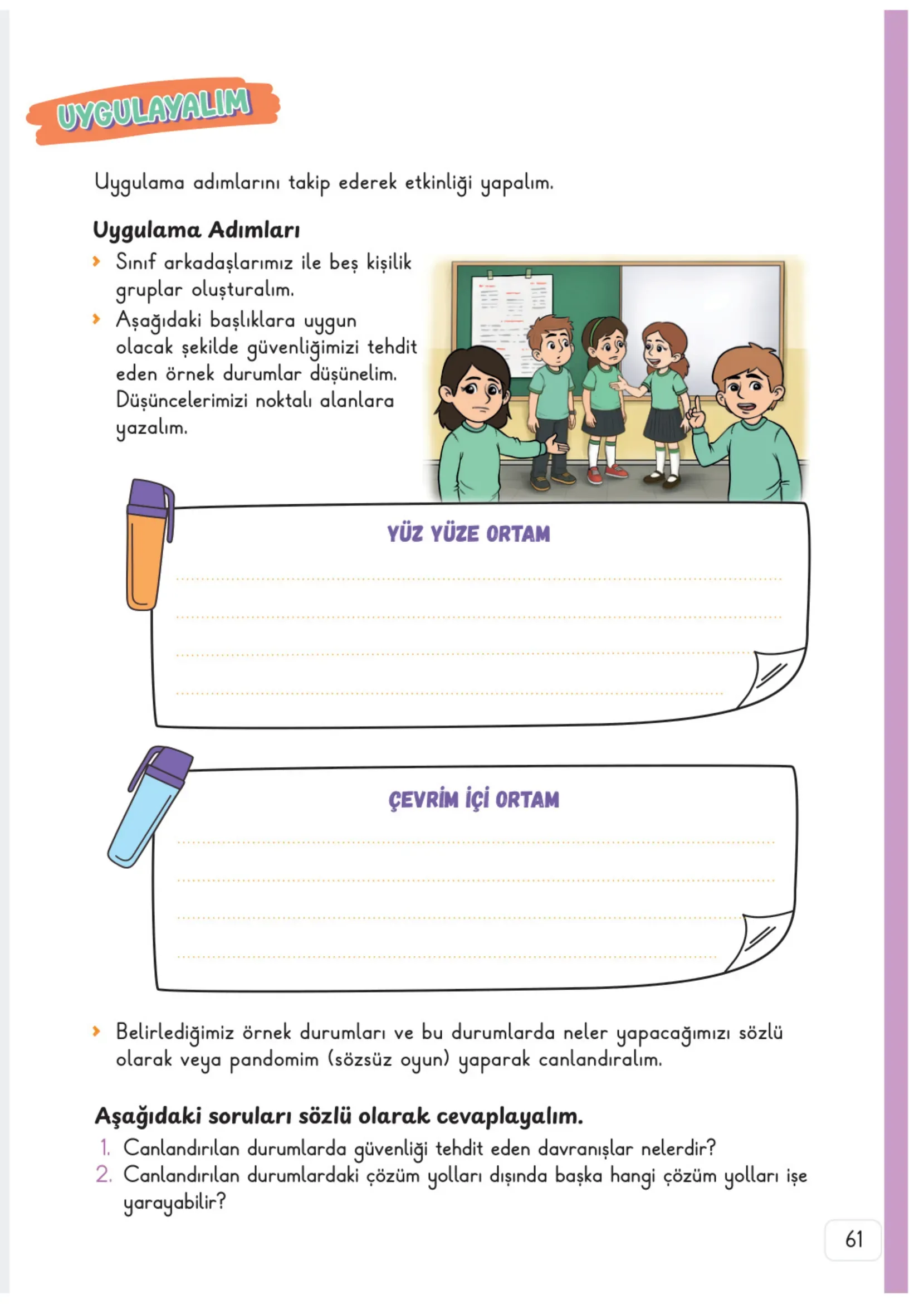 3. Sınıf Hayat Bilgisi Ders Kitabı Cevapları Meb Yayınları 1. Kitap Sayfa 61
