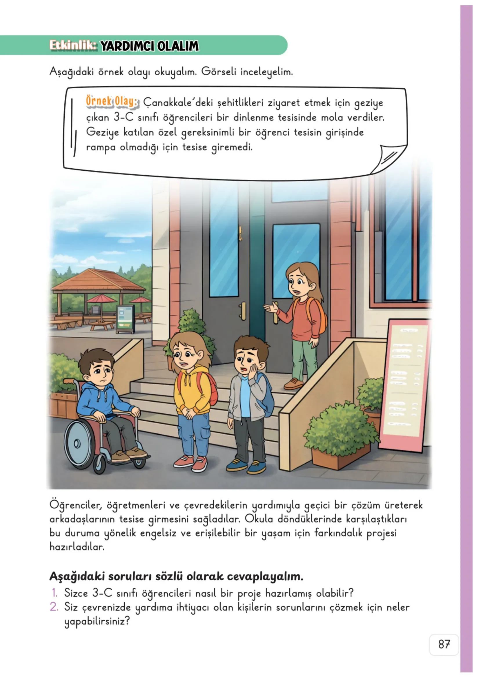 3. Sınıf Hayat Bilgisi Ders Kitabı Cevapları Meb Yayınları 1. Kitap Sayfa 87