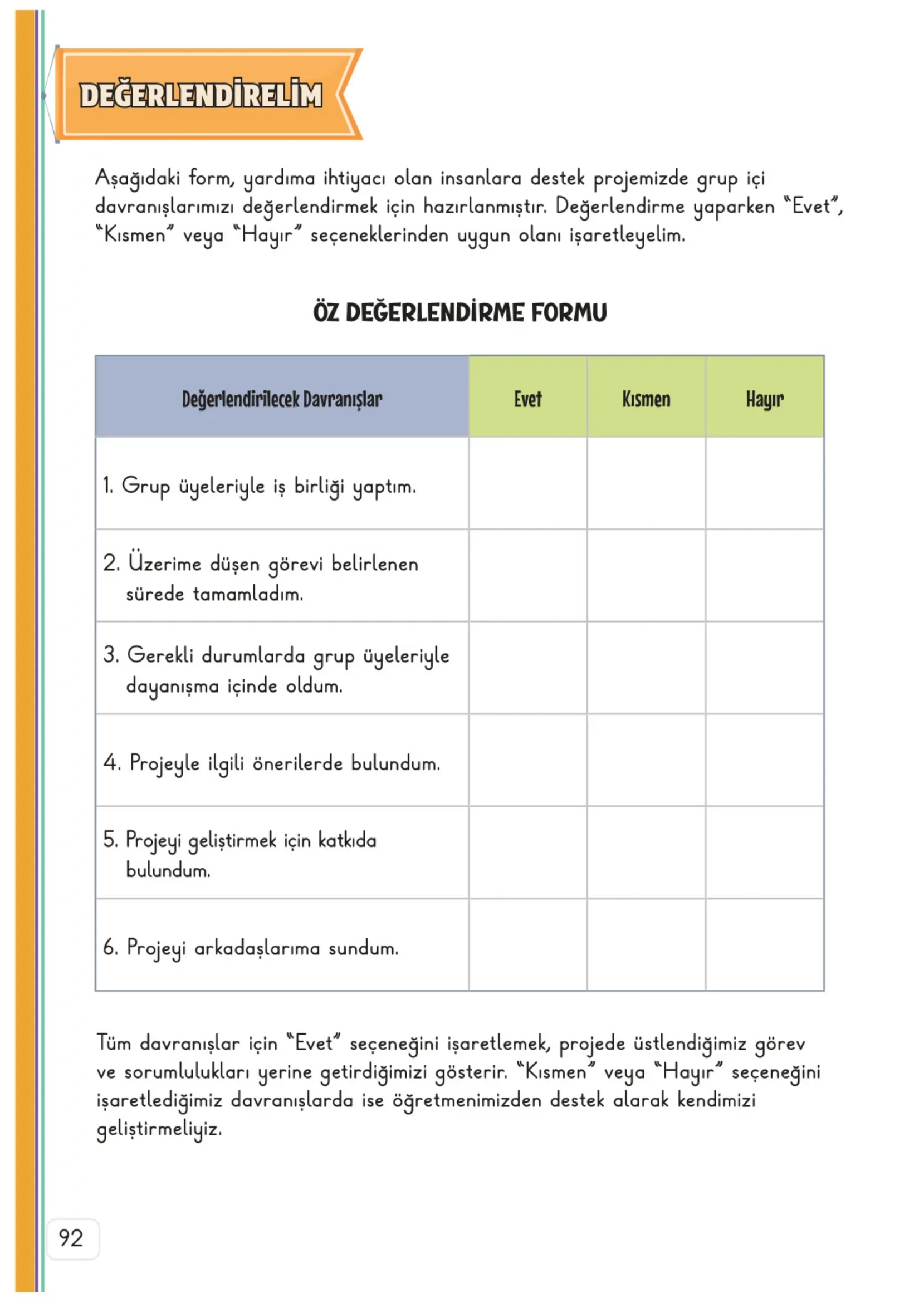3. Sınıf Hayat Bilgisi Ders Kitabı Cevapları Meb Yayınları 1. Kitap Sayfa 92