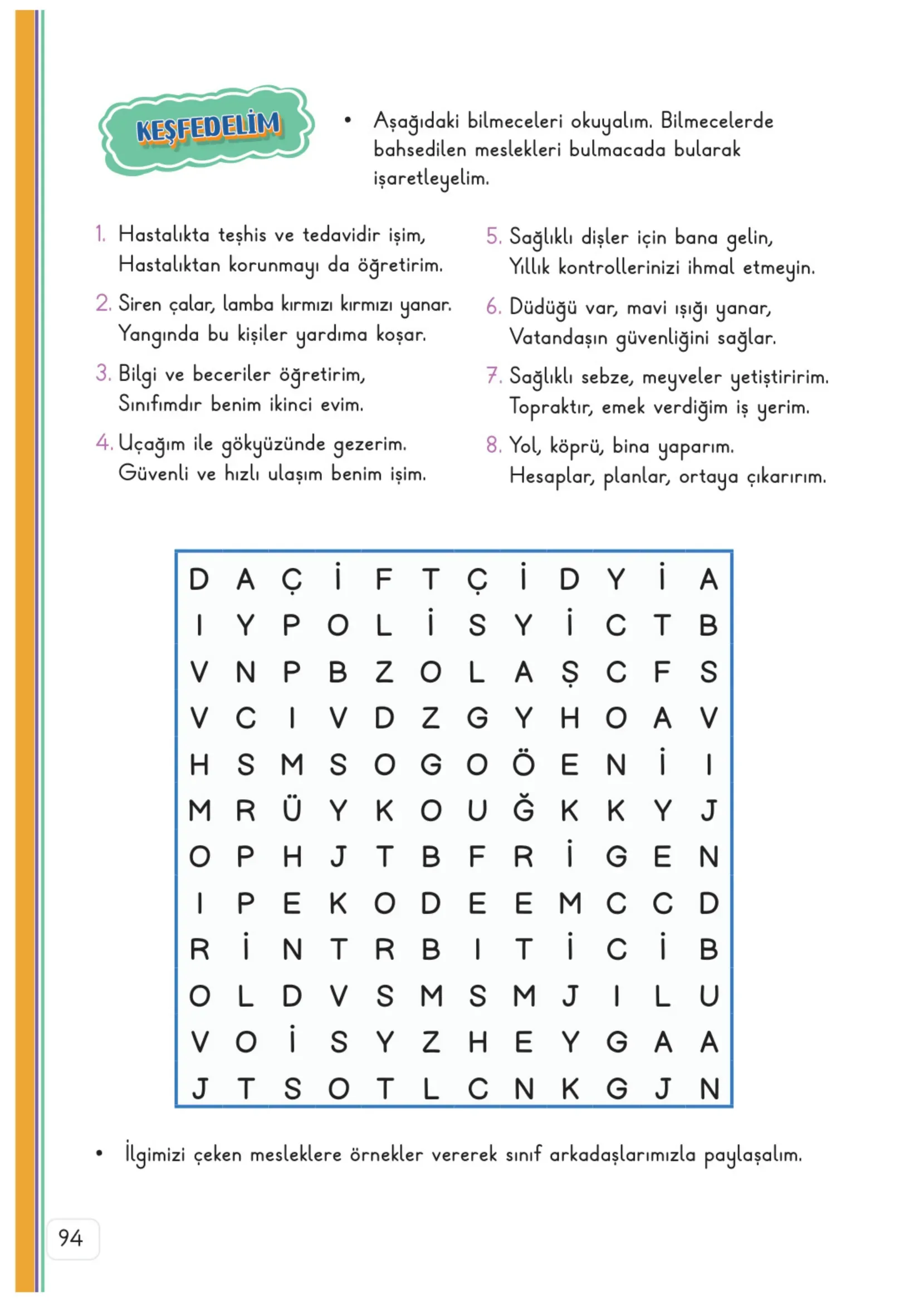 3. Sınıf Hayat Bilgisi Ders Kitabı Cevapları Meb Yayınları 1. Kitap Sayfa 94