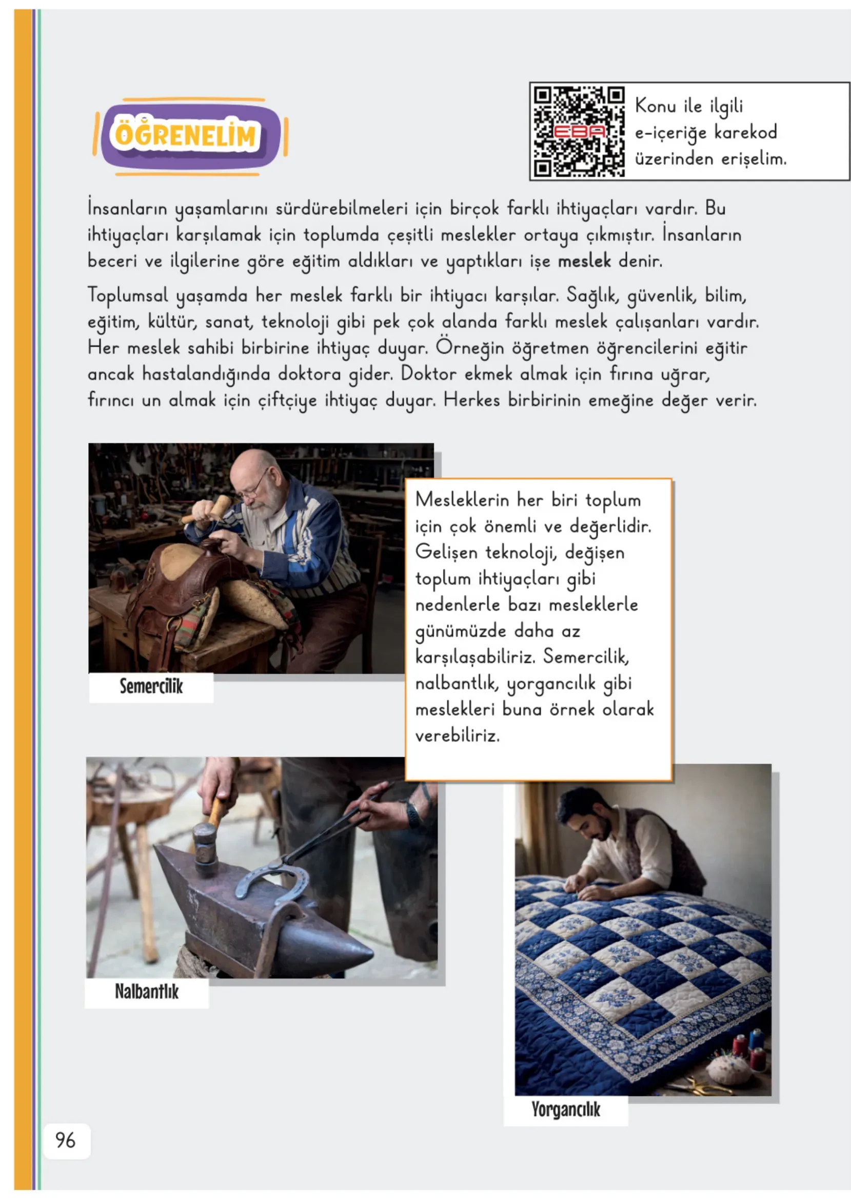 3. Sınıf Hayat Bilgisi Ders Kitabı Cevapları Meb Yayınları 1. Kitap Sayfa 96
