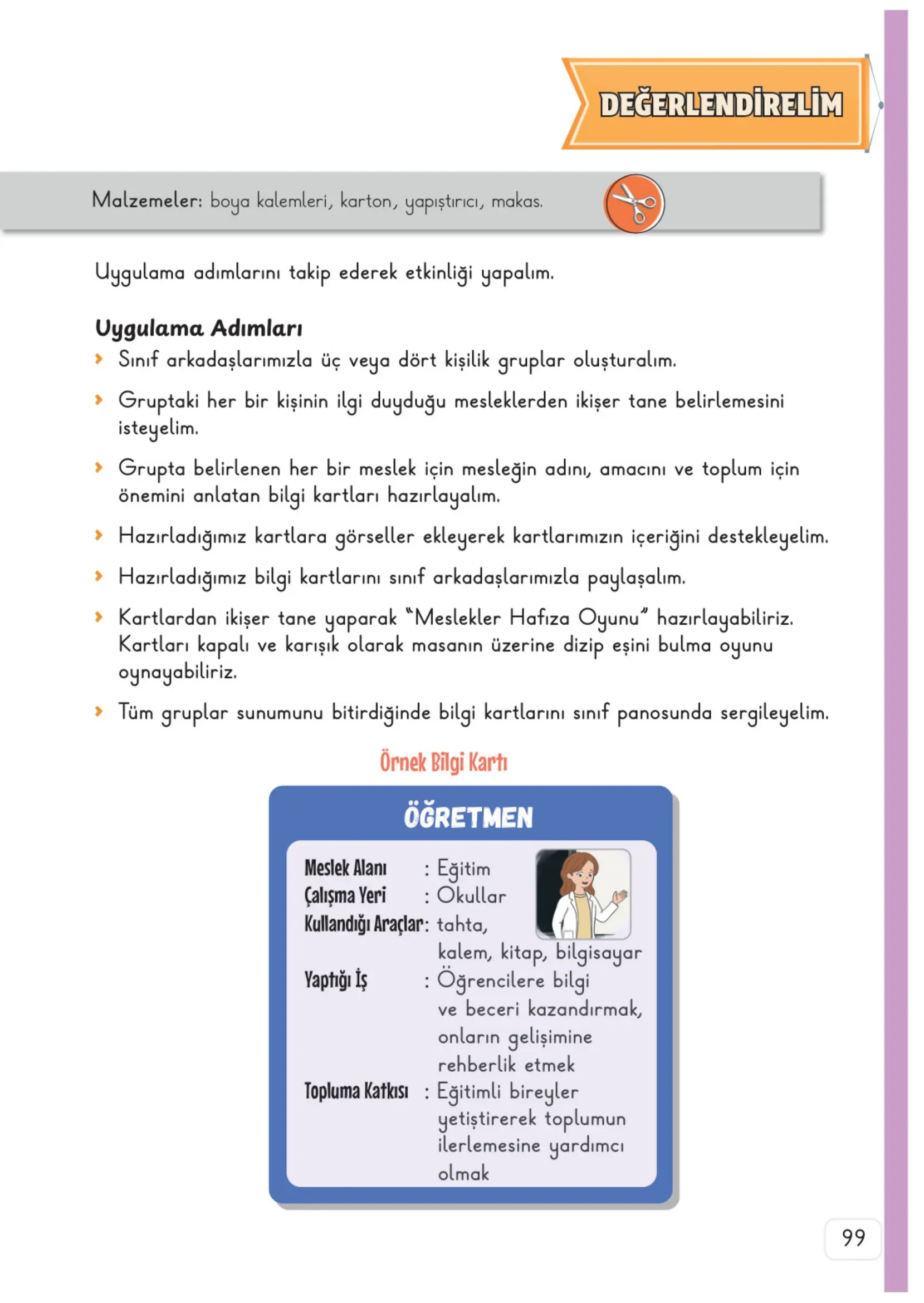 3. Sınıf Hayat Bilgisi Ders Kitabı Cevapları Meb Yayınları 1. Kitap Sayfa 99