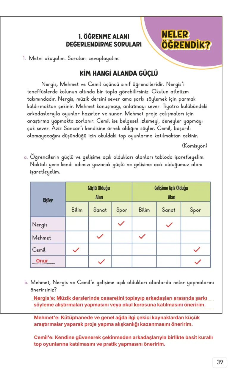 3. Sınıf Hayat Bilgisi Ders Kitabı Cevapları Meb Yayınları 1. Kitap Sayfa 39 Çözüm Görseli