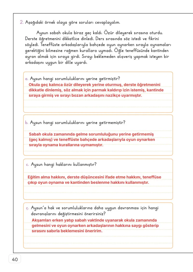 3. Sınıf Hayat Bilgisi Ders Kitabı Cevapları Meb Yayınları 1. Kitap Sayfa 40 Çözüm Görseli