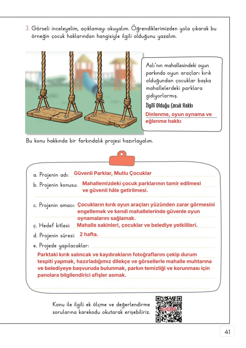 3. Sınıf Hayat Bilgisi Ders Kitabı Cevapları Meb Yayınları 1. Kitap Sayfa 41 Çözüm Görseli