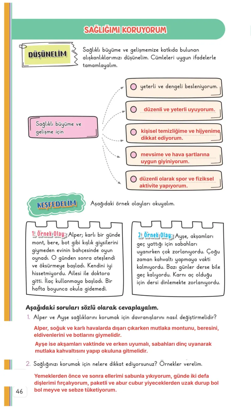3. Sınıf Hayat Bilgisi Ders Kitabı Cevapları Meb Yayınları 1. Kitap Sayfa 46 Çözüm Görseli
