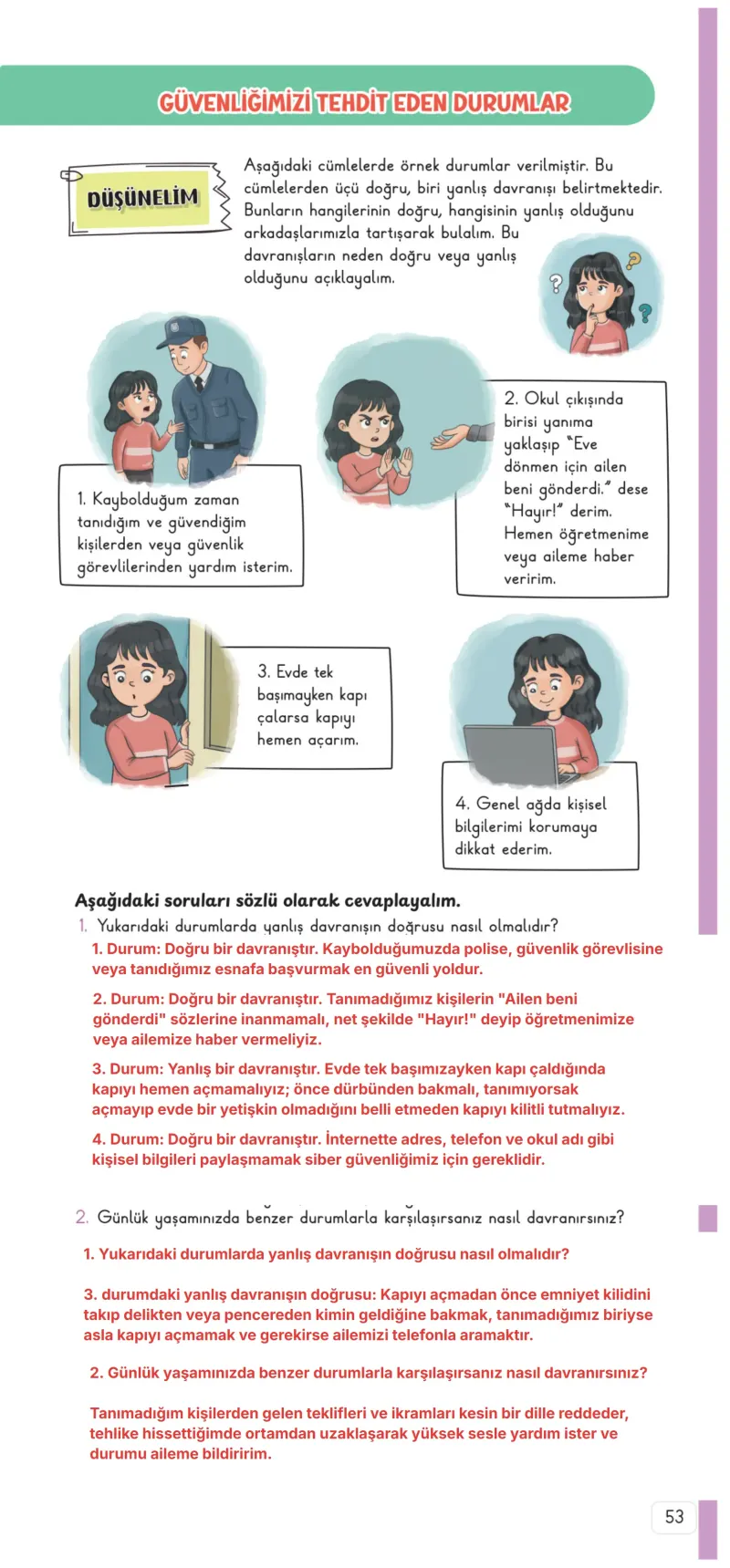 3. Sınıf Hayat Bilgisi Ders Kitabı Cevapları Meb Yayınları 1. Kitap Sayfa 53 Çözüm Görseli