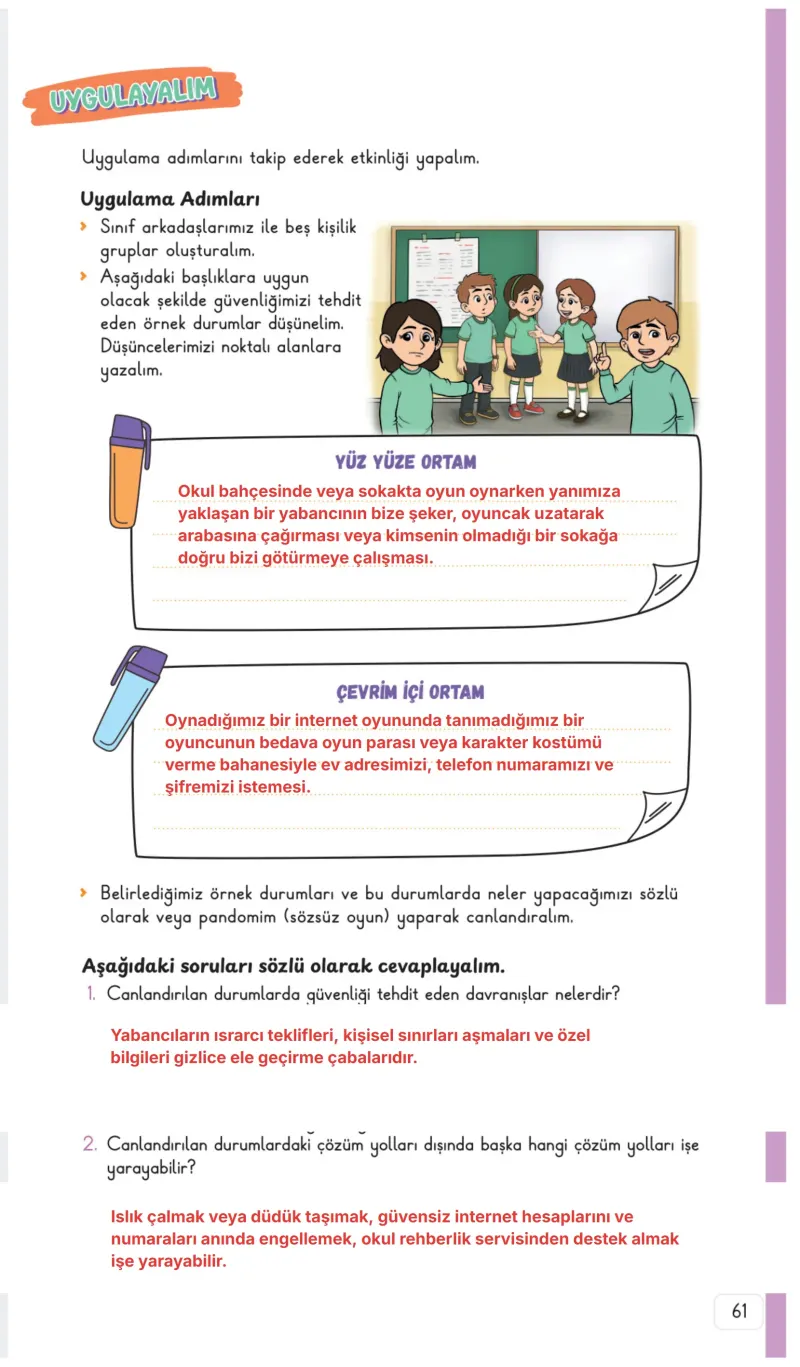 3. Sınıf Hayat Bilgisi Ders Kitabı Cevapları Meb Yayınları 1. Kitap Sayfa 61 Çözüm Görseli