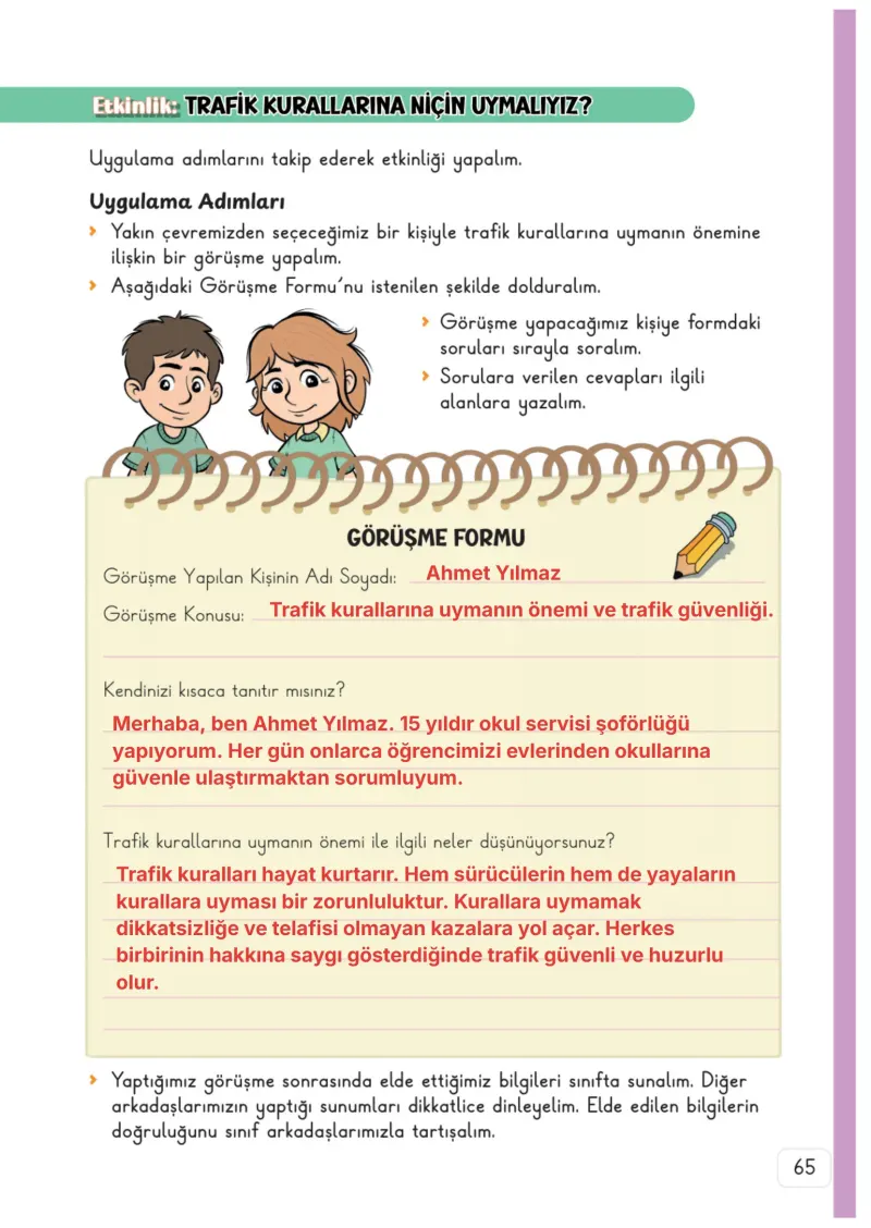 3. Sınıf Hayat Bilgisi Ders Kitabı Cevapları Meb Yayınları 1. Kitap Sayfa 65 Çözüm Görseli