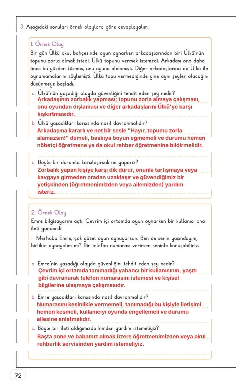 3. Sınıf Hayat Bilgisi Ders Kitabı Cevapları Meb Yayınları 1. Kitap Sayfa 72 Çözüm Görseli