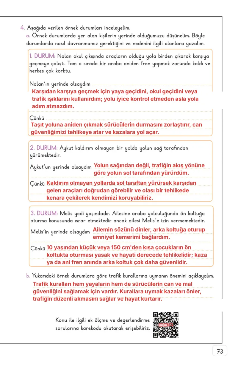 3. Sınıf Hayat Bilgisi Ders Kitabı Cevapları Meb Yayınları 1. Kitap Sayfa 73 Çözüm Görseli