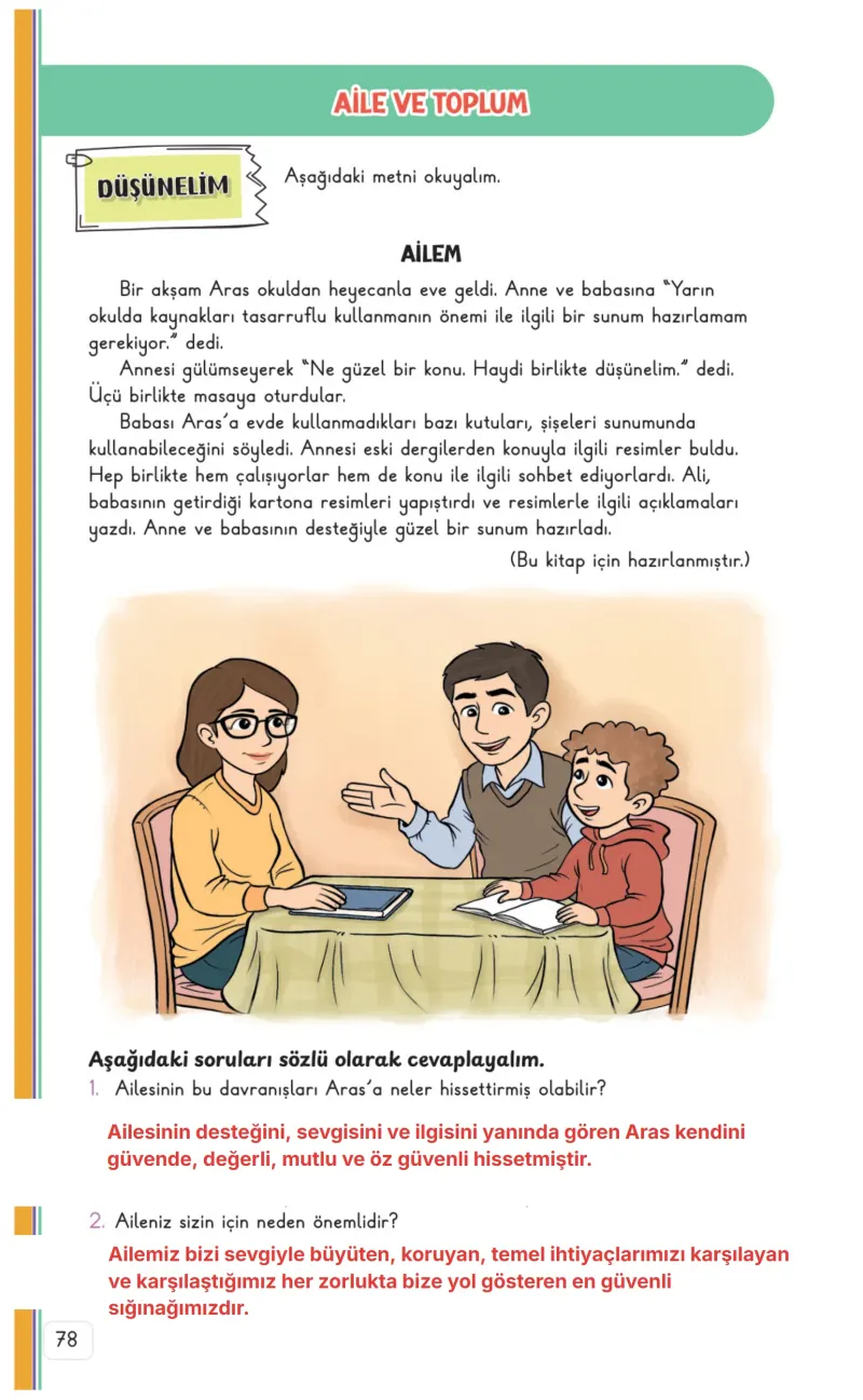 3. Sınıf Hayat Bilgisi Ders Kitabı Cevapları Meb Yayınları 1. Kitap Sayfa 78 Çözüm Görseli
