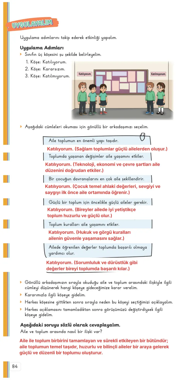 3. Sınıf Hayat Bilgisi Ders Kitabı Cevapları Meb Yayınları 1. Kitap Sayfa 84 Çözüm Görseli