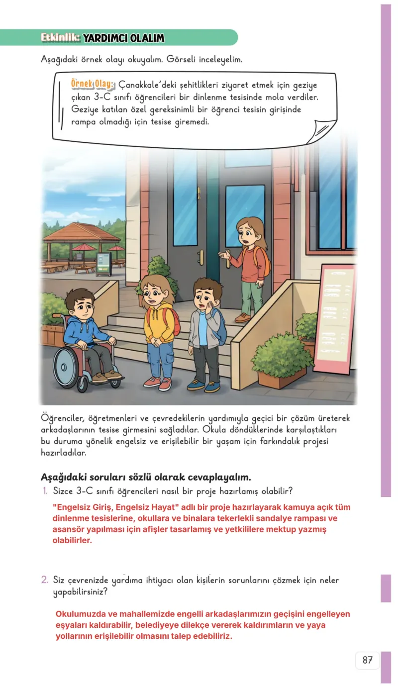 3. Sınıf Hayat Bilgisi Ders Kitabı Cevapları Meb Yayınları 1. Kitap Sayfa 87 Çözüm Görseli