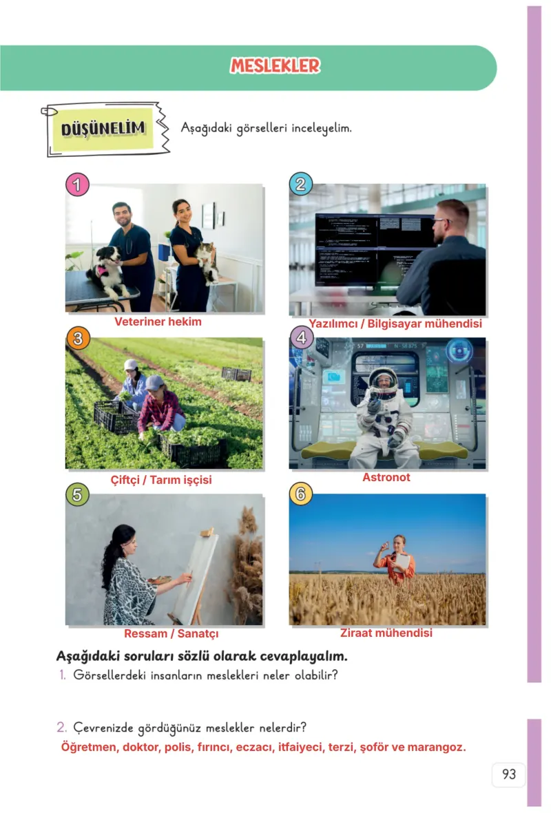 3. Sınıf Hayat Bilgisi Ders Kitabı Cevapları Meb Yayınları 1. Kitap Sayfa 93 Çözüm Görseli