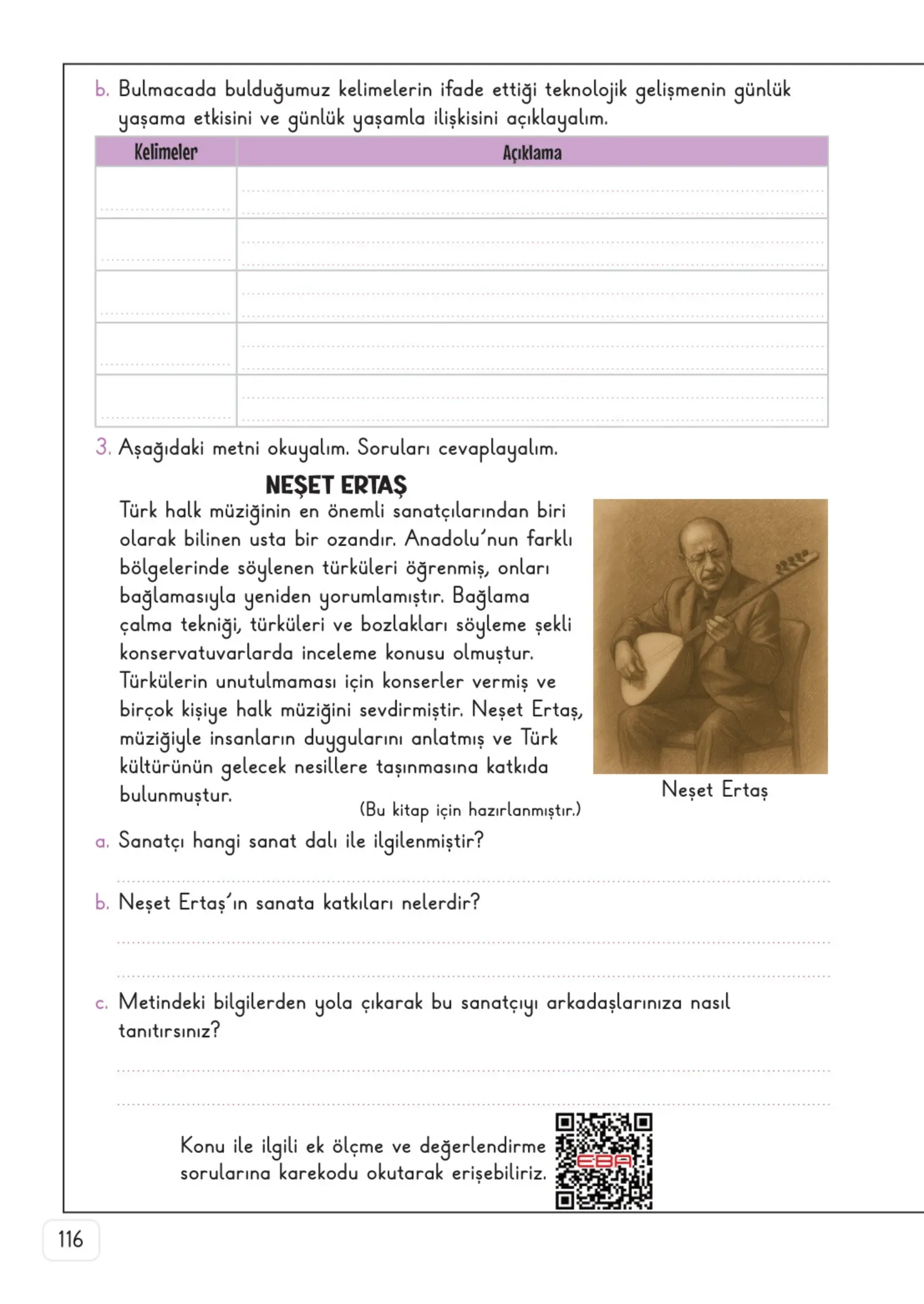 3. Sınıf Hayat Bilgisi Ders Kitabı Cevapları Meb Yayınları 2. Kitap Sayfa 116