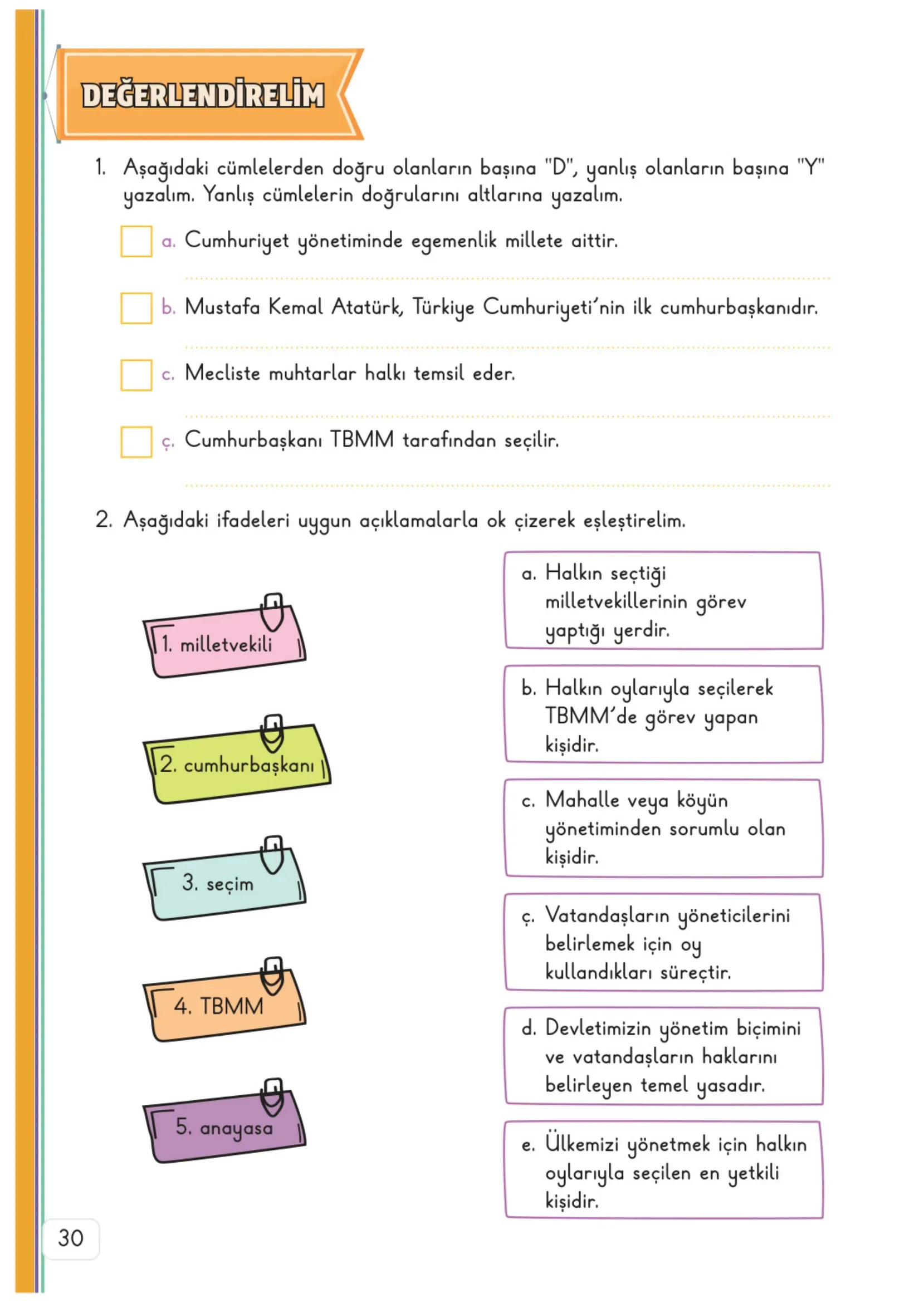 3. Sınıf Hayat Bilgisi Ders Kitabı Cevapları Meb Yayınları 2. Kitap Sayfa 30