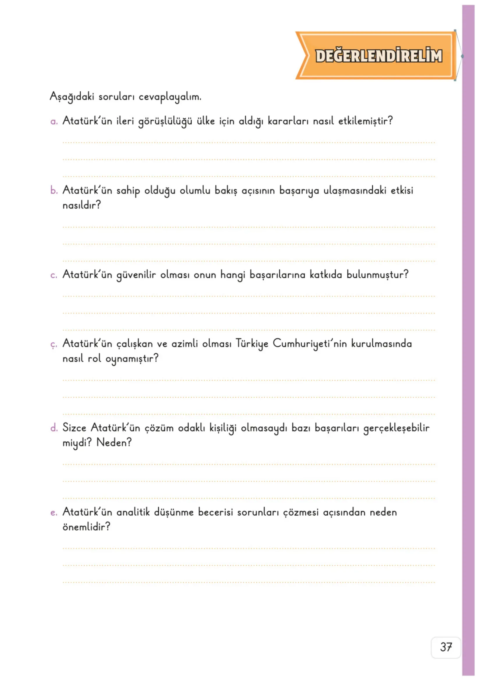 3. Sınıf Hayat Bilgisi Ders Kitabı Cevapları Meb Yayınları 2. Kitap Sayfa 37