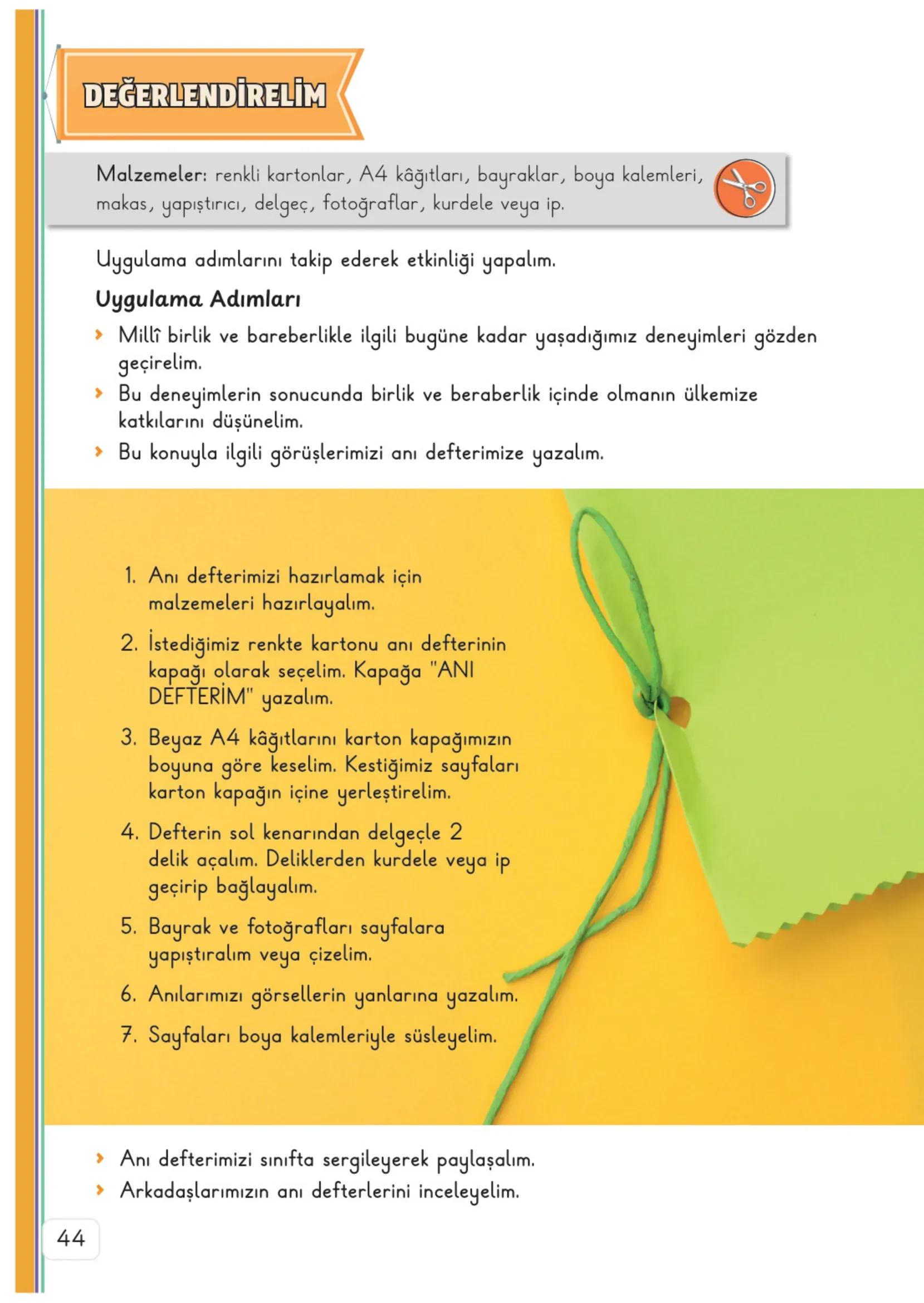 3. Sınıf Hayat Bilgisi Ders Kitabı Cevapları Meb Yayınları 2. Kitap Sayfa 44