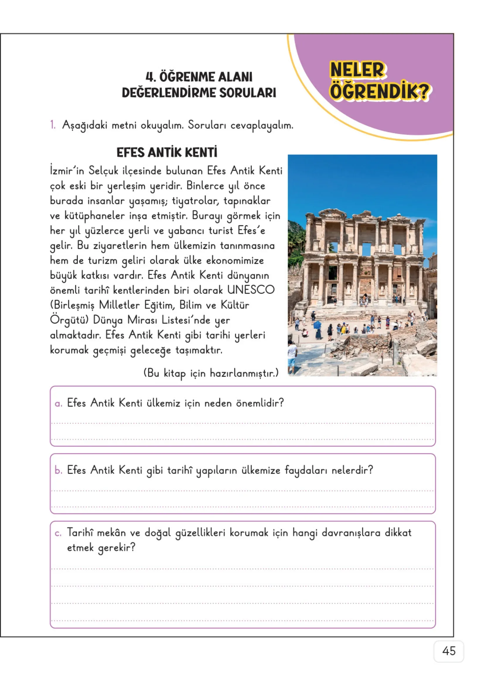 3. Sınıf Hayat Bilgisi Ders Kitabı Cevapları Meb Yayınları 2. Kitap Sayfa 45