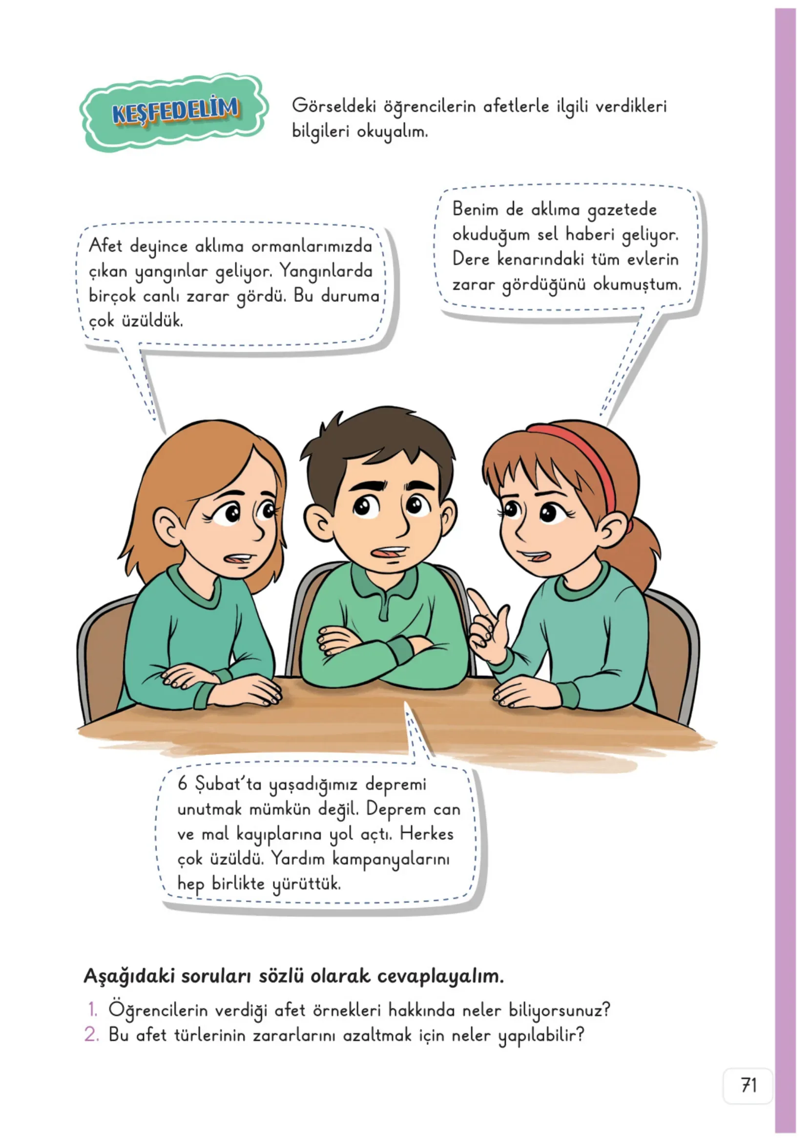 3. Sınıf Hayat Bilgisi Ders Kitabı Cevapları Meb Yayınları 2. Kitap Sayfa 71