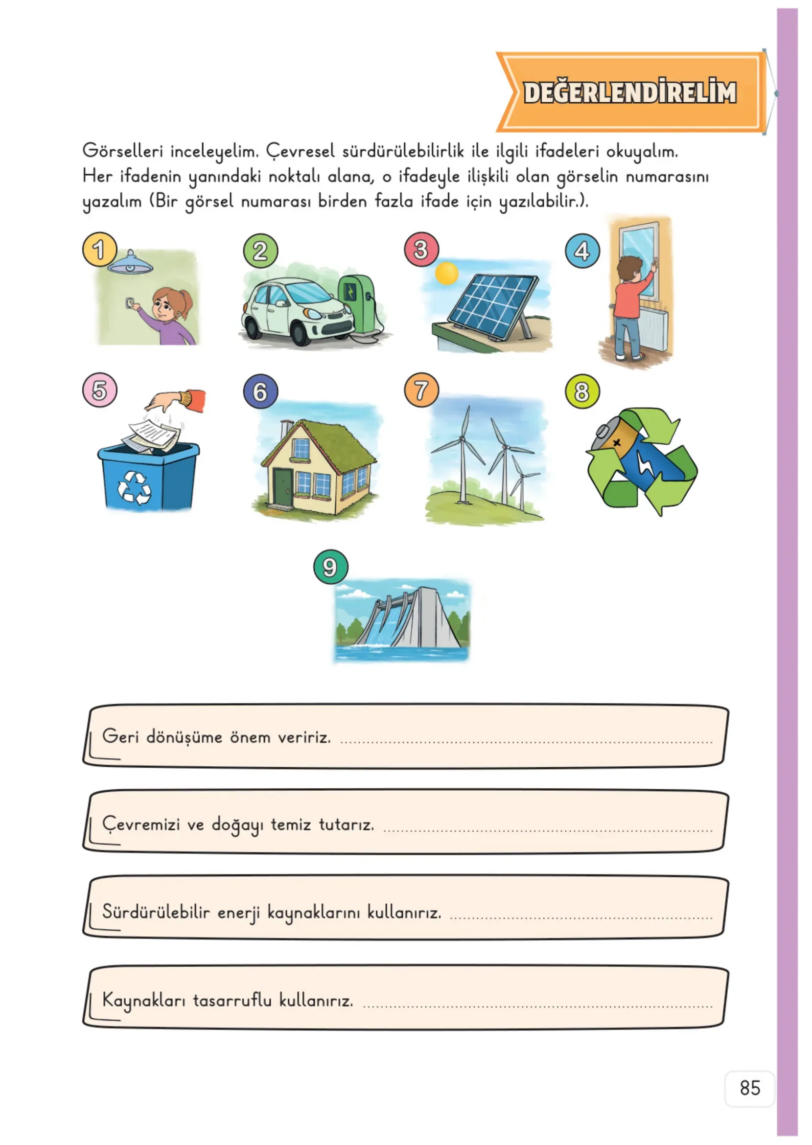 3. Sınıf Hayat Bilgisi Ders Kitabı Cevapları Meb Yayınları 2. Kitap Sayfa 85