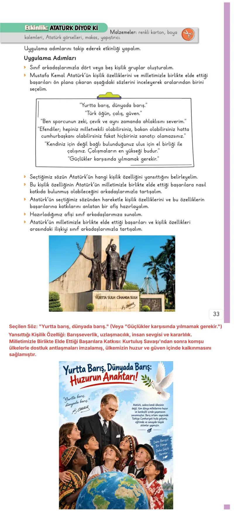 3. Sınıf Hayat Bilgisi Ders Kitabı Cevapları Meb Yayınları 2. Kitap Sayfa 33 Çözüm Görseli