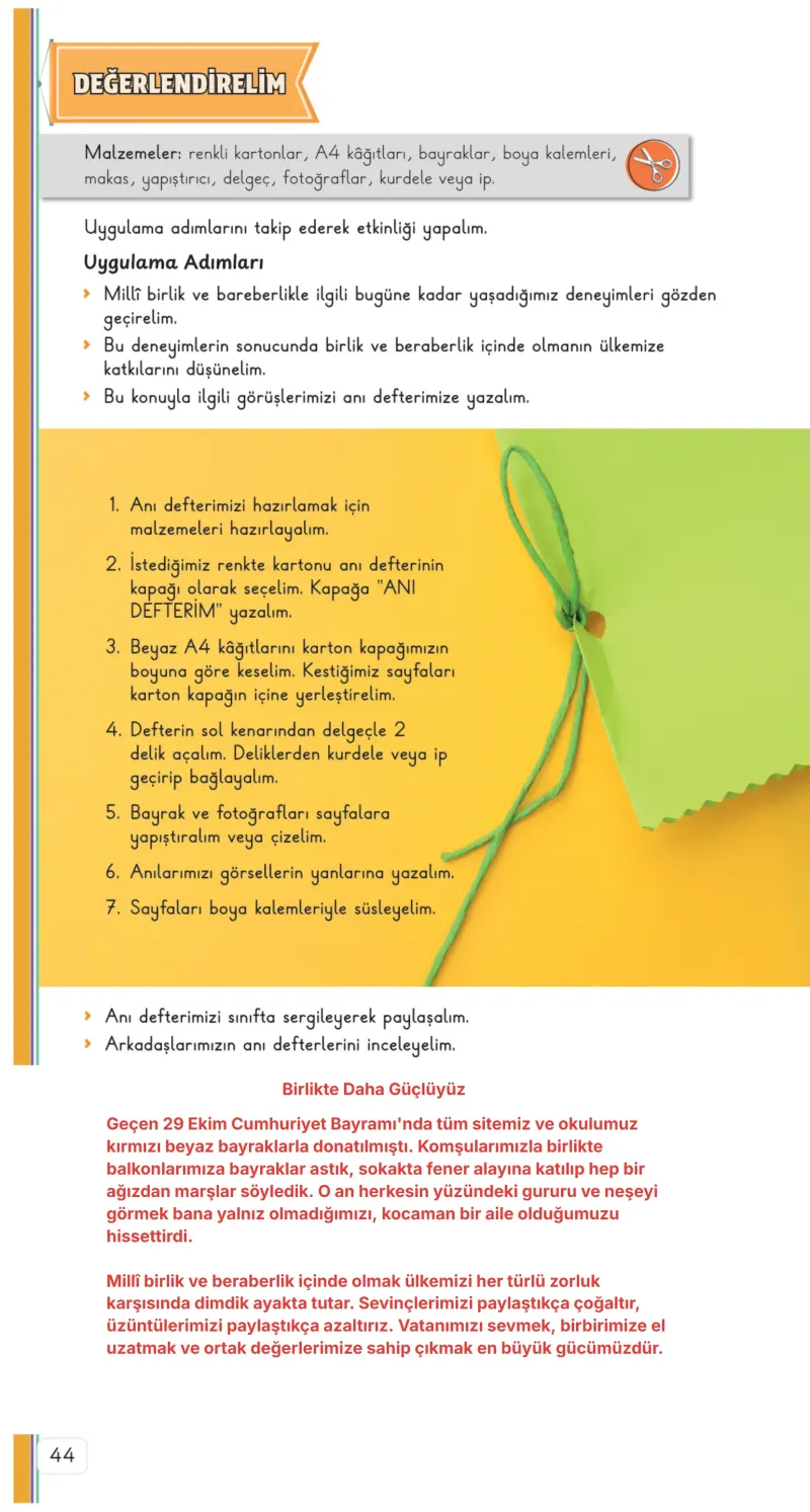 3. Sınıf Hayat Bilgisi Ders Kitabı Cevapları Meb Yayınları 2. Kitap Sayfa 44 Çözüm Görseli
