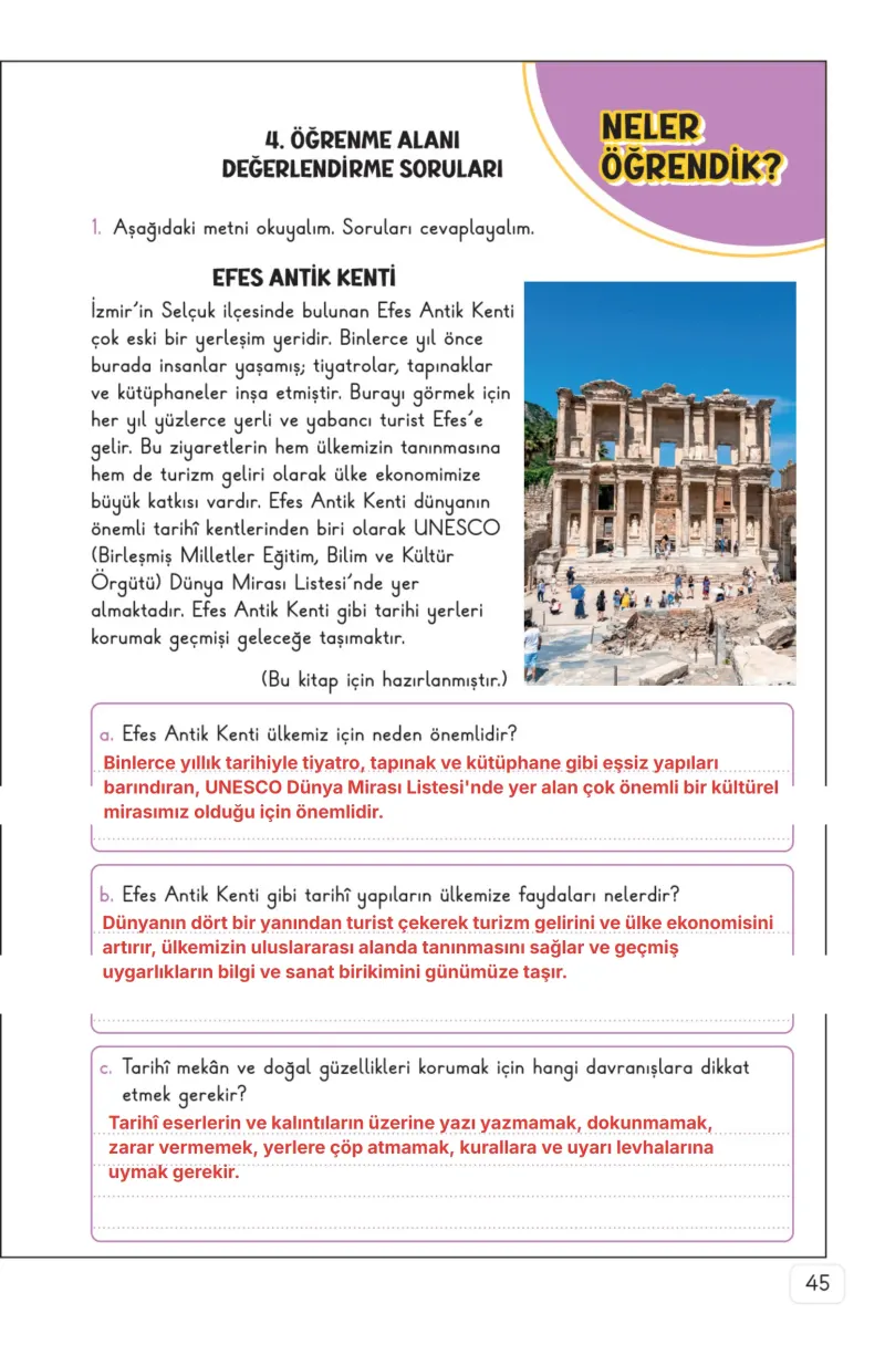 3. Sınıf Hayat Bilgisi Ders Kitabı Cevapları Meb Yayınları 2. Kitap Sayfa 45 Çözüm Görseli