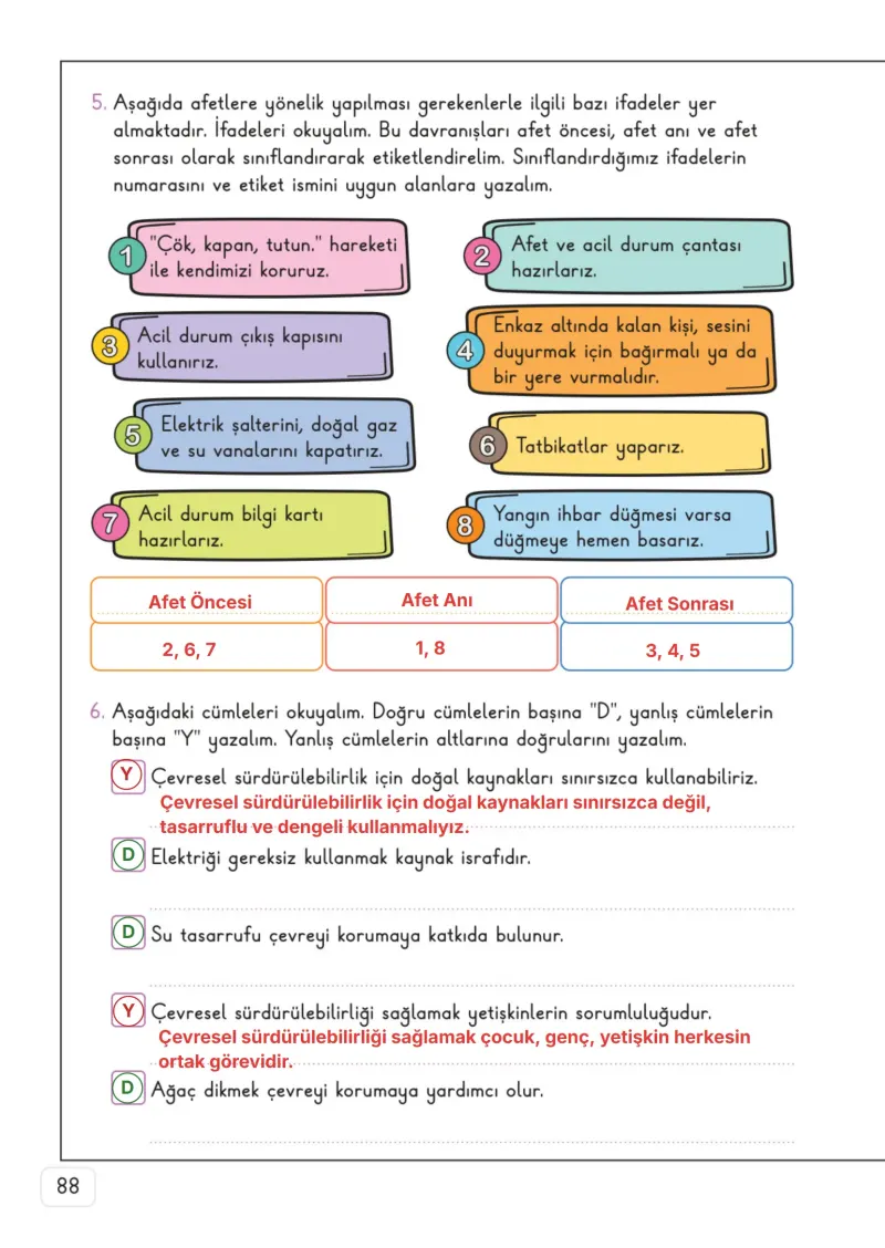 3. Sınıf Hayat Bilgisi Ders Kitabı Cevapları Meb Yayınları 2. Kitap Sayfa 88 Çözüm Görseli
