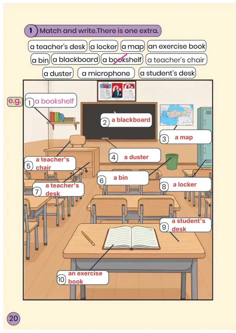 3. Sınıf İngilizce Ders Kitabı Cevapları Meb Yayınları Çalışma Kitabı Sayfa 20 Çözüm Görseli