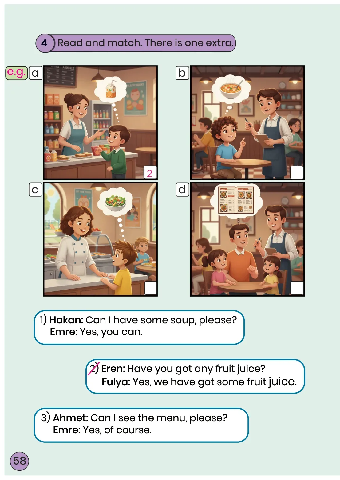 3. Sınıf İngilizce Ders Kitabı Cevapları Meb Yayınları Çalışma Kitabı Sayfa 58