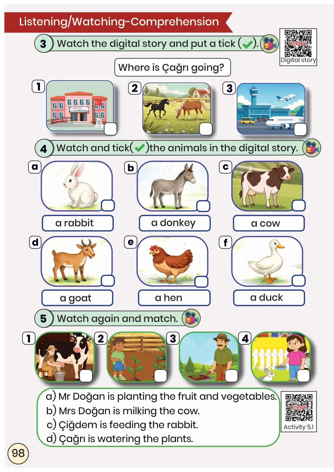 3. Sınıf İngilizce Ders Kitabı Cevapları Meb Yayınları Sayfa 98