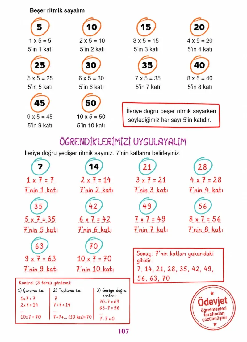 3. Sınıf Matematik Ders Kitabı Cevapları Ada Yayınları Sayfa 107 Çözüm Görseli