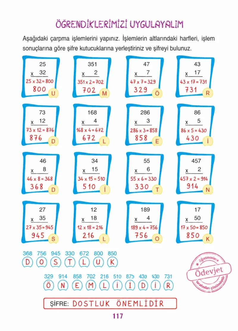 3. Sınıf Matematik Ders Kitabı Cevapları Ada Yayınları Sayfa 117 Çözüm Görseli