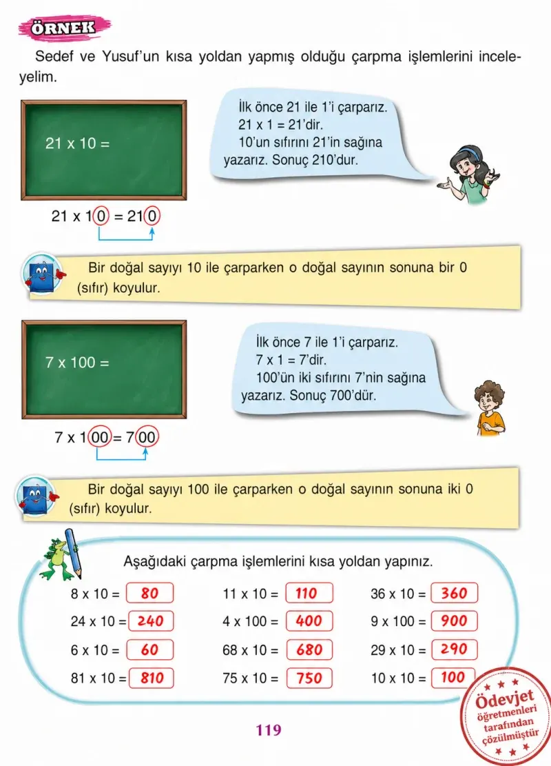 3. Sınıf Matematik Ders Kitabı Cevapları Ada Yayınları Sayfa 119 Çözüm Görseli