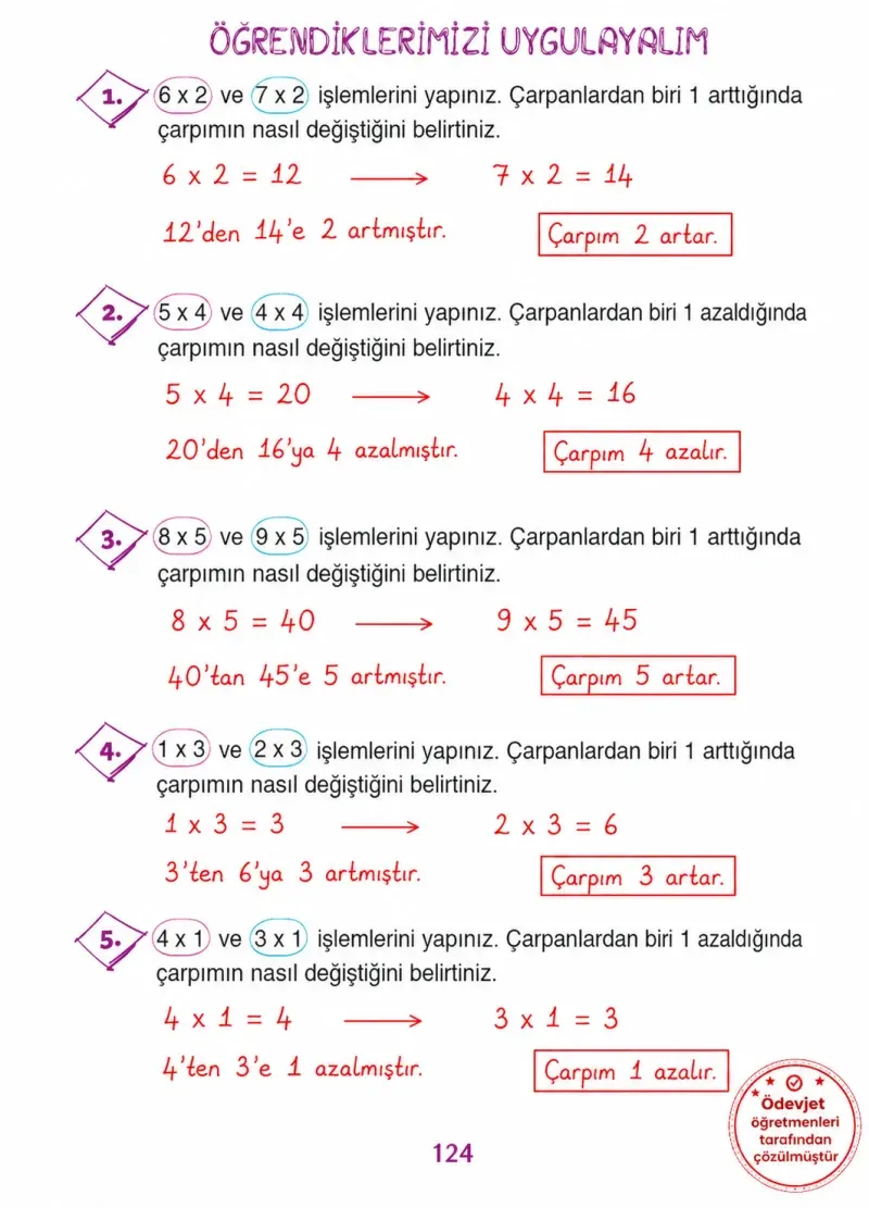 3. Sınıf Matematik Ders Kitabı Cevapları Ada Yayınları Sayfa 124 Çözüm Görseli